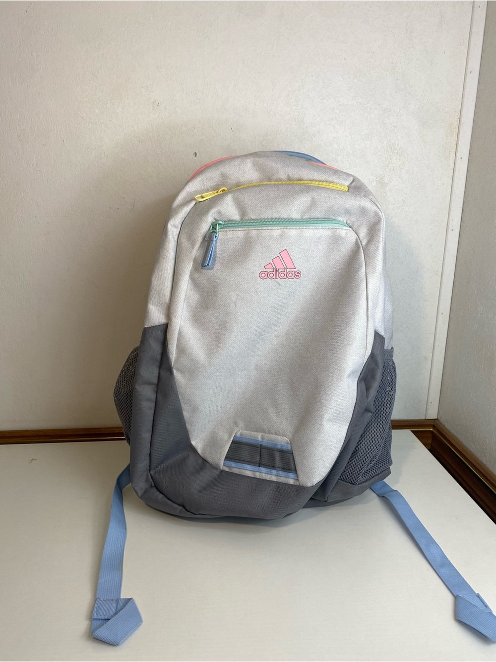 adidas Foundation Backpack, Twill White/Pink Spark/Grey